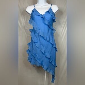 Abercrombie Ruffle Mini Dress Blue XXS NWT Asymmetrical Strappy